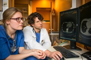 doctors looking at mri