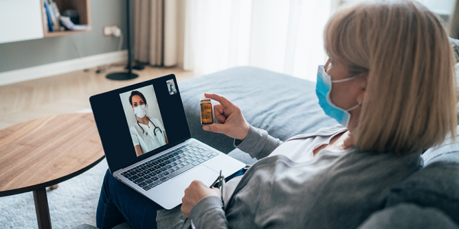 Lady asking for medical help through telehealth