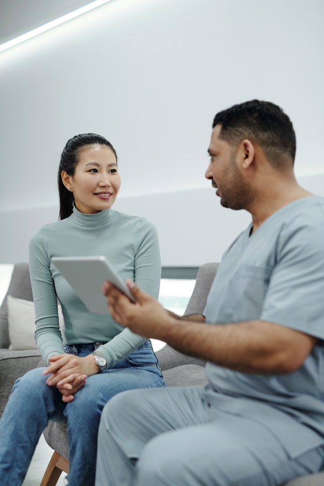 patient and doctor talking