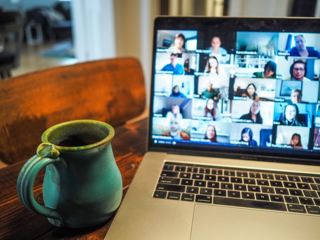 A virtual meeting of a team working from home