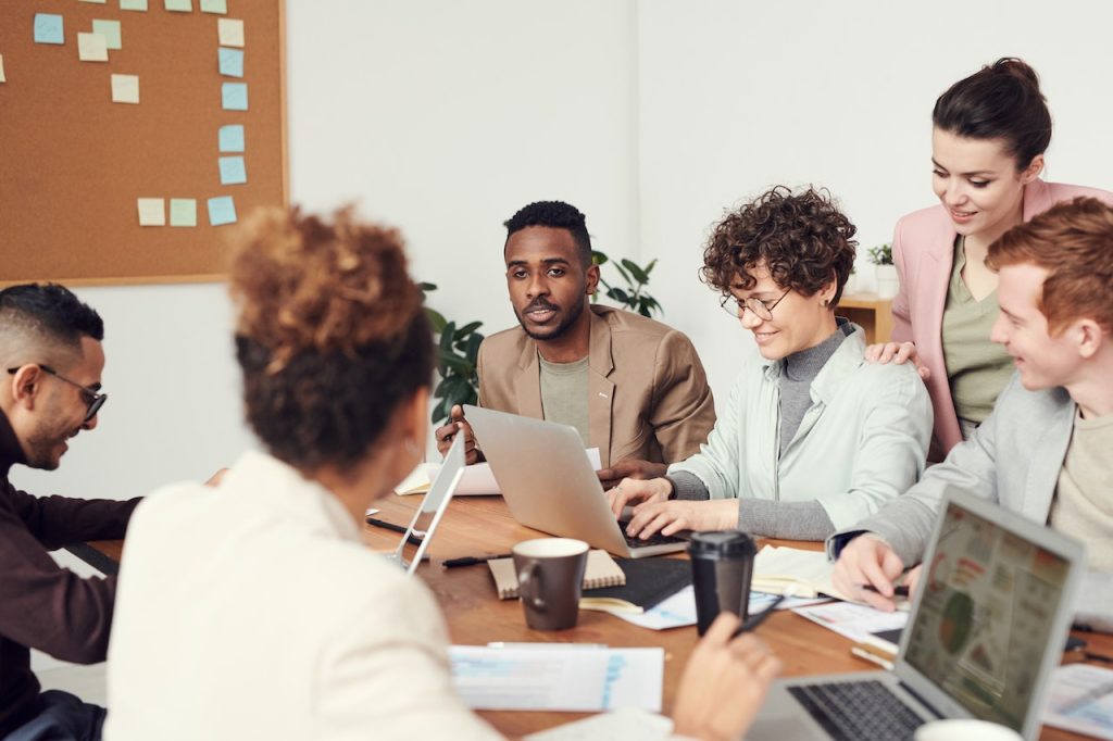 workplace meeting with employees